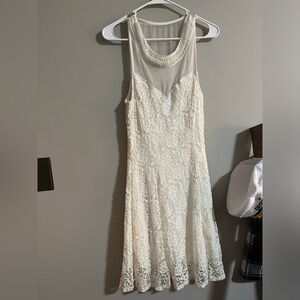 Deb White Lace Sheer Beaded Bridal Dress Sz XL